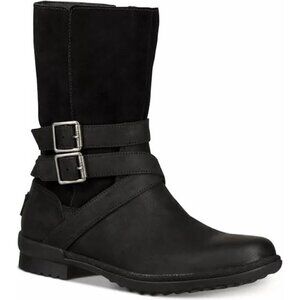 UGG Lorna Black Waterproof Leather Boot Fur Lined US 5.5 EU 36.5
